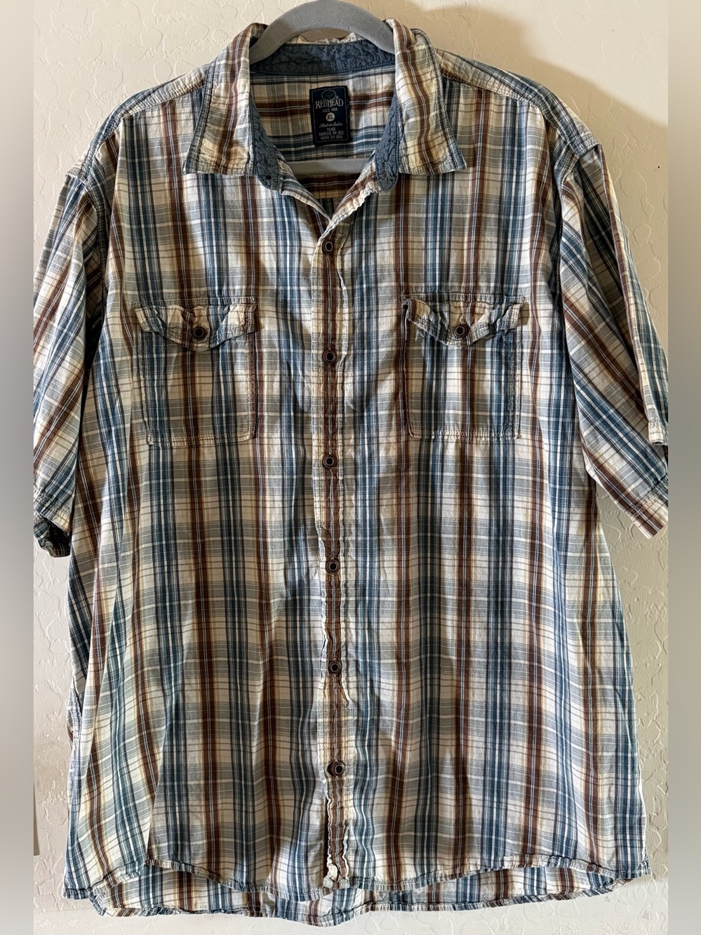 RedHead, XL, 100% cotton, short-sleeve button-down shirt